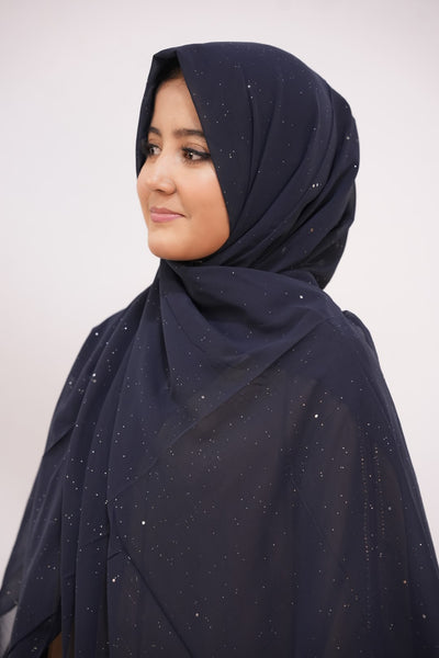 Georgette Glow Hijab - Navy