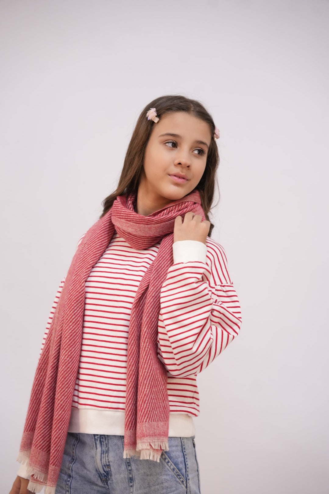 Woolen Diagonal Stripes - Pink