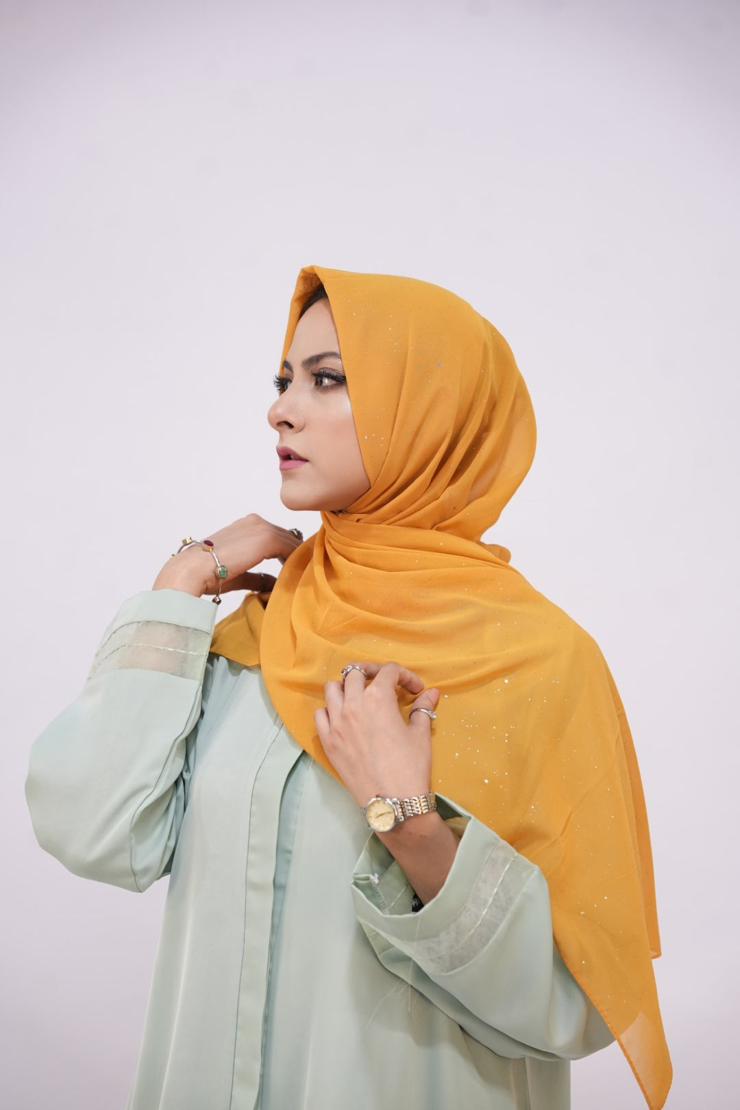 Georgette Glow Hijab - Mustard