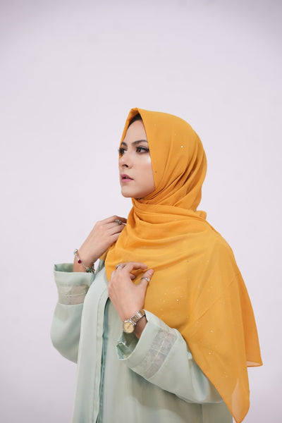 Georgette Glow Hijab - Mustard