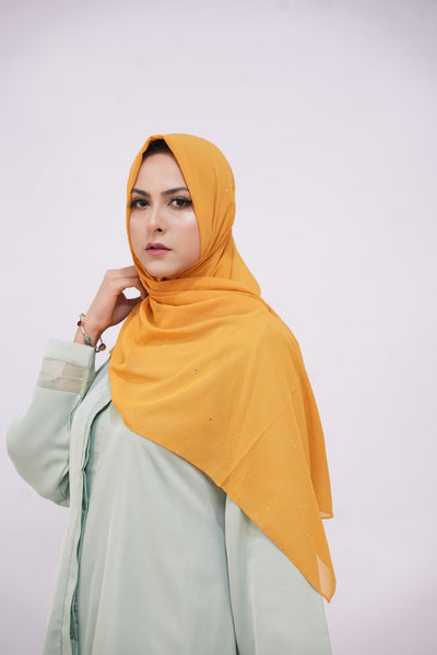Georgette Glow Hijab - Mustard