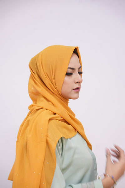 Georgette Glow Hijab - Mustard