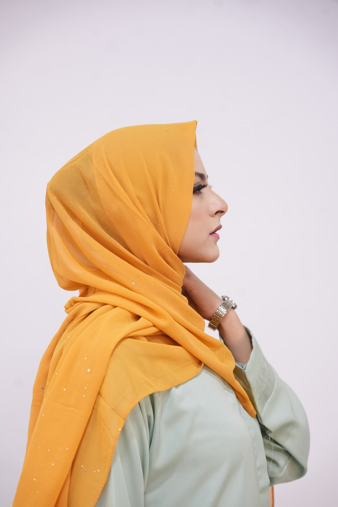 Georgette Glow Hijab - Mustard