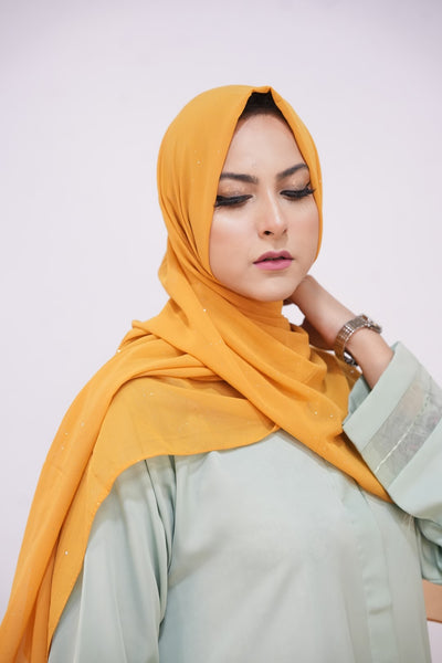 Georgette Glow Hijab - Mustard
