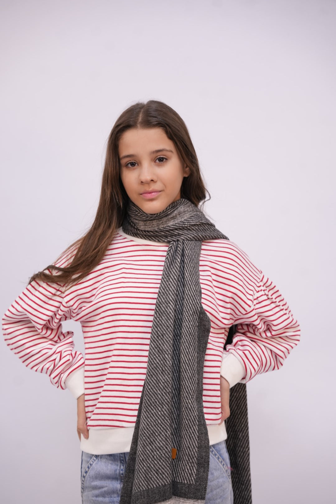Woolen Diagonal Stripes - Dark Grey
