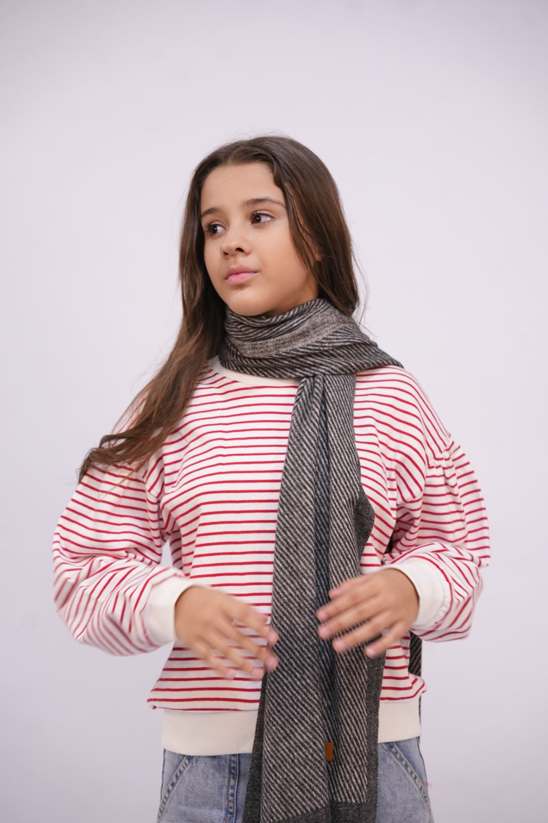 Woolen Diagonal Stripes - Dark Grey