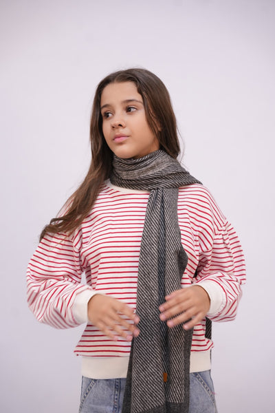 Woolen Diagonal Stripes - Dark Grey