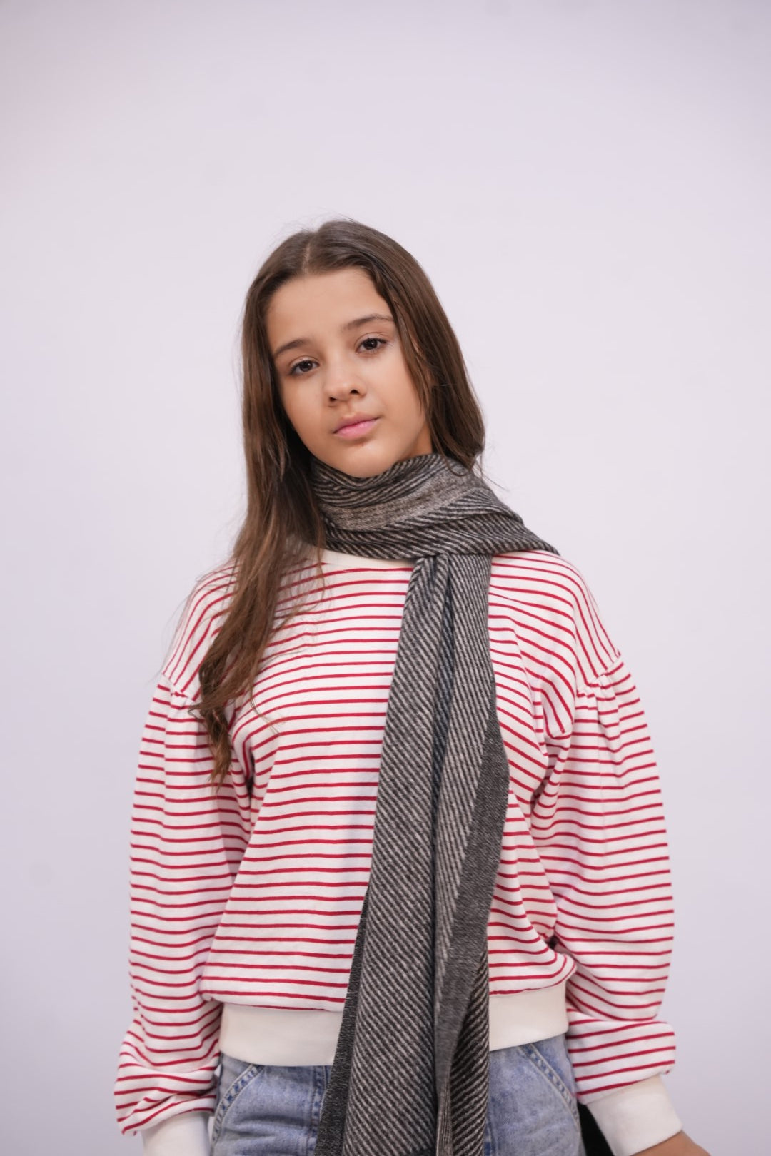 Woolen Diagonal Stripes - Dark Grey