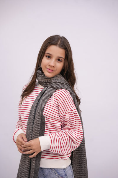 Woolen Diagonal Stripes - Dark Grey