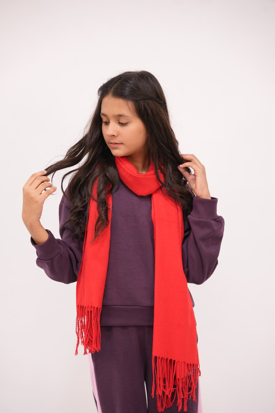 Pashmina Solid Dyed Stole - Light Red