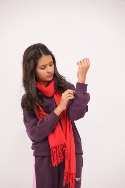 Pashmina Solid Dyed Stole - Light Red