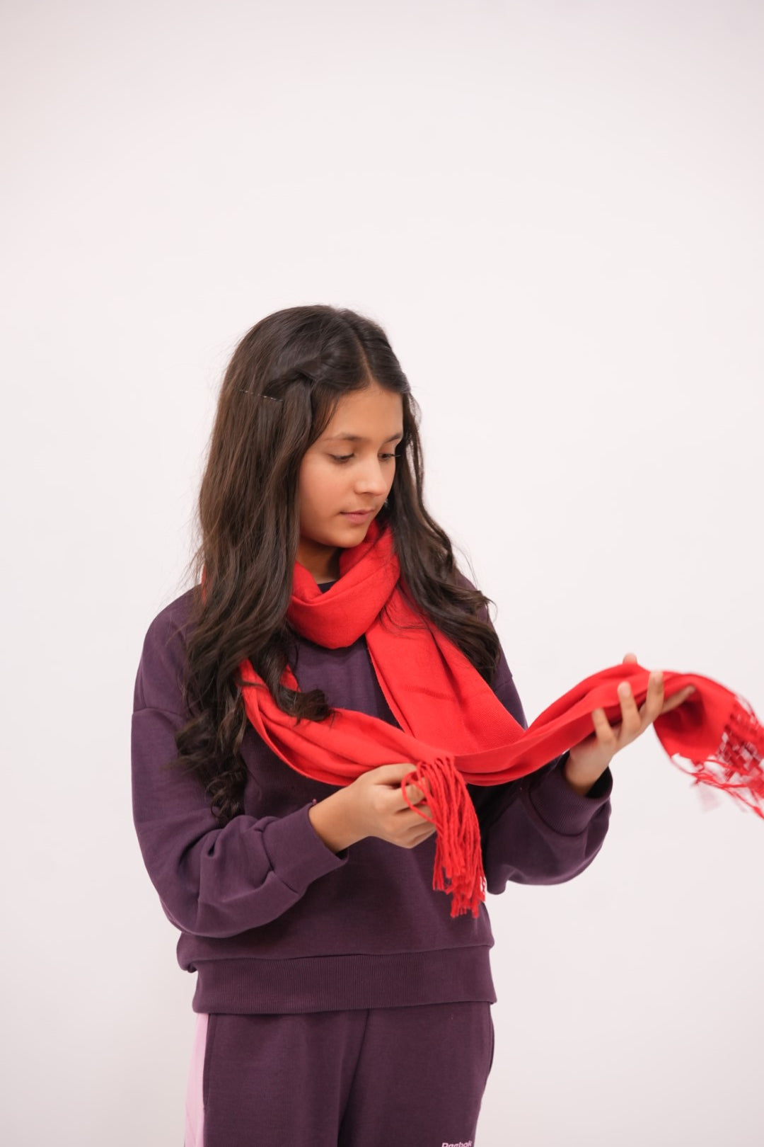 Pashmina Solid Dyed Stole - Light Red