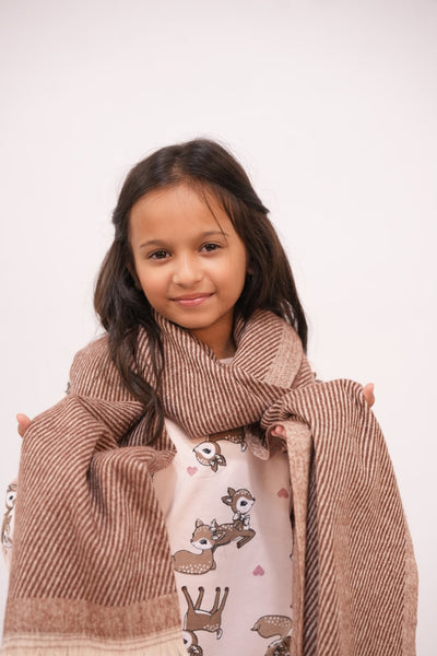 Woolen Diagonal Stripes - Brown