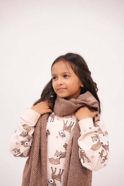 Woolen Diagonal Stripes - Brown