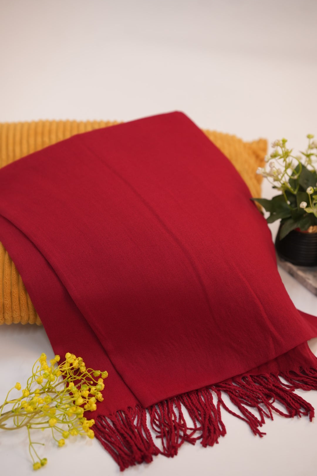 Pashmina Solid Dyed Stole - Dark Red