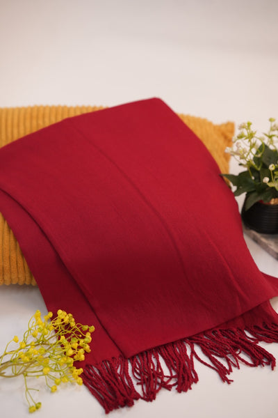 Pashmina Solid Dyed Stole - Dark Red