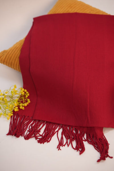 Pashmina Solid Dyed Stole - Dark Red