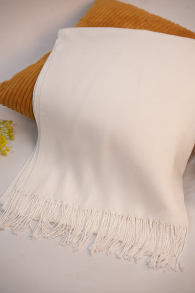 Pashmina Solid Dyed Stole - White