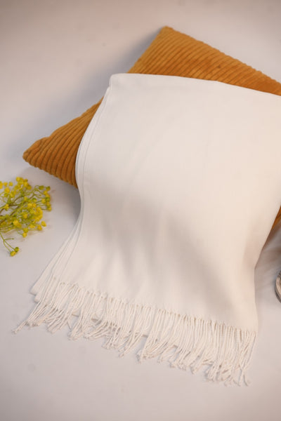 Pashmina Solid Dyed Stole - White