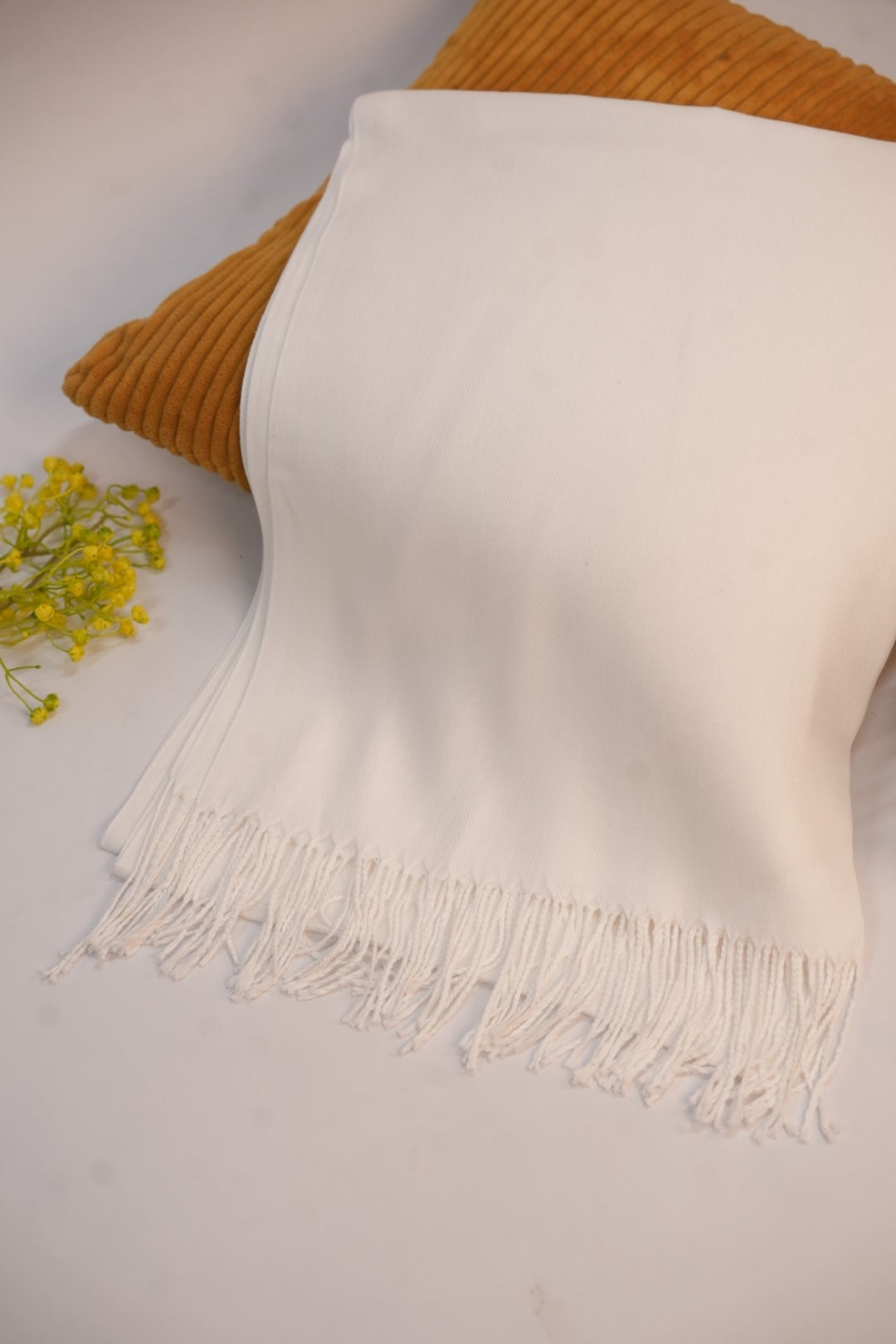 Pashmina Solid Dyed Stole - White