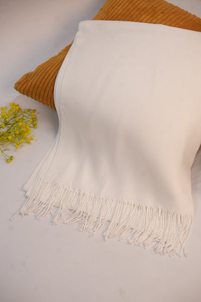 Pashmina Solid Dyed Stole - White