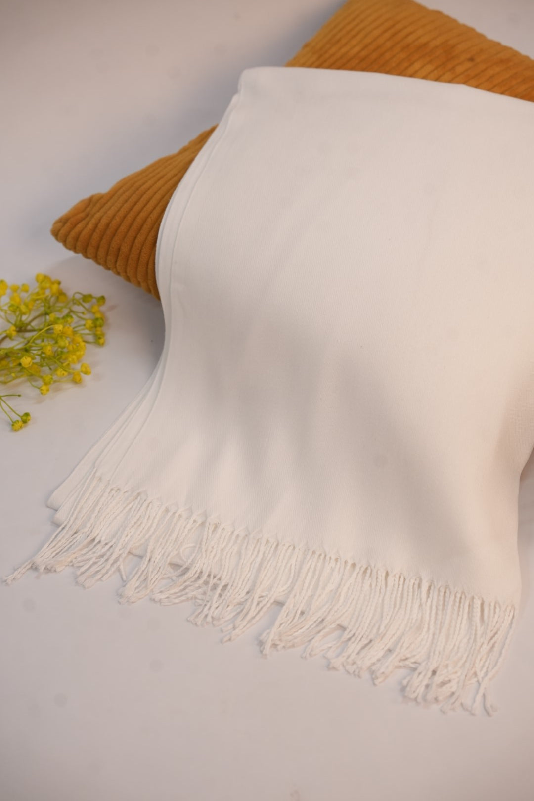 Pashmina Solid Dyed Stole - White