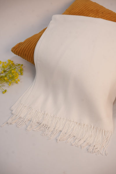 Pashmina Solid Dyed Stole - White
