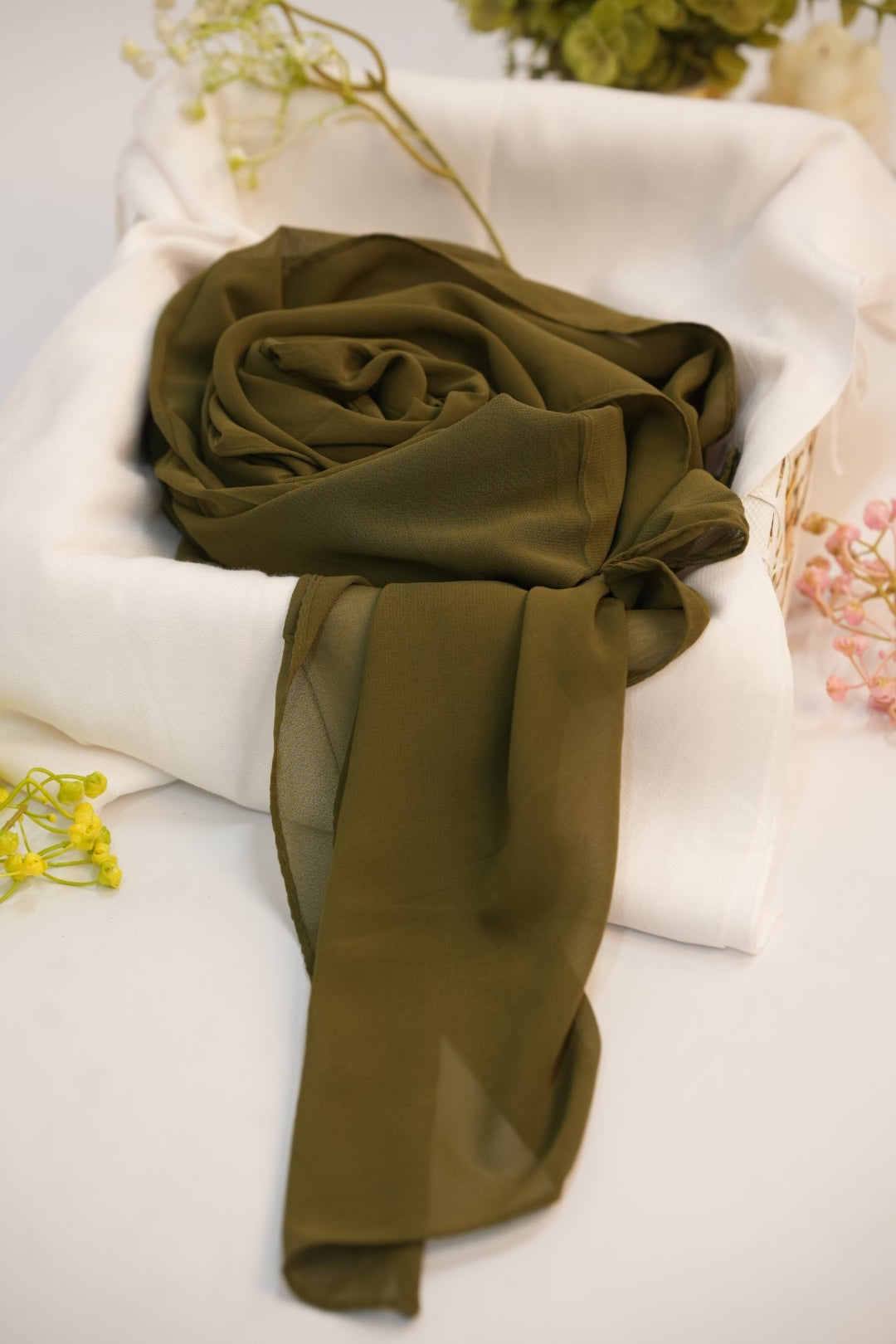Georgette Hijab Mehndi Green