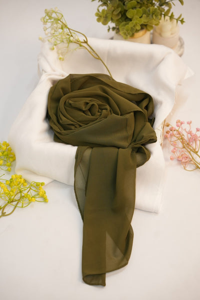 Georgette Hijab Mehndi Green