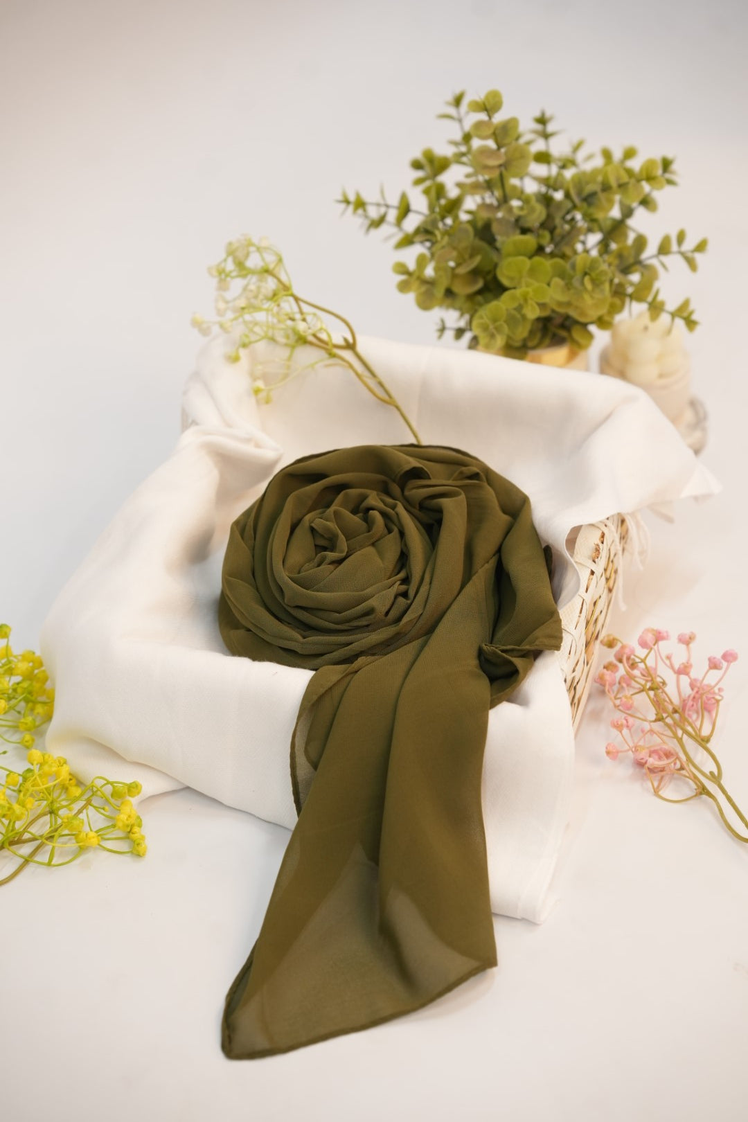 Georgette Hijab Mehndi Green