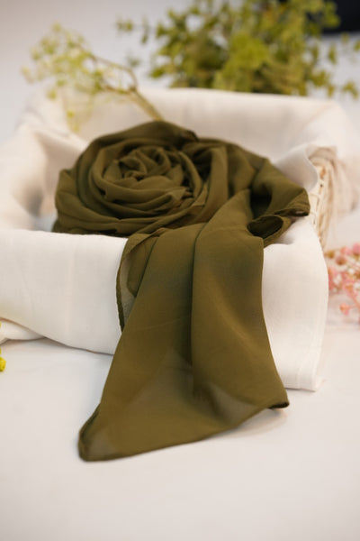 Georgette Hijab Mehndi Green