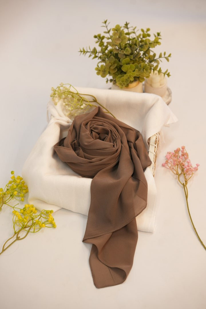 Georgette Hijab Dark Cocoa Brown