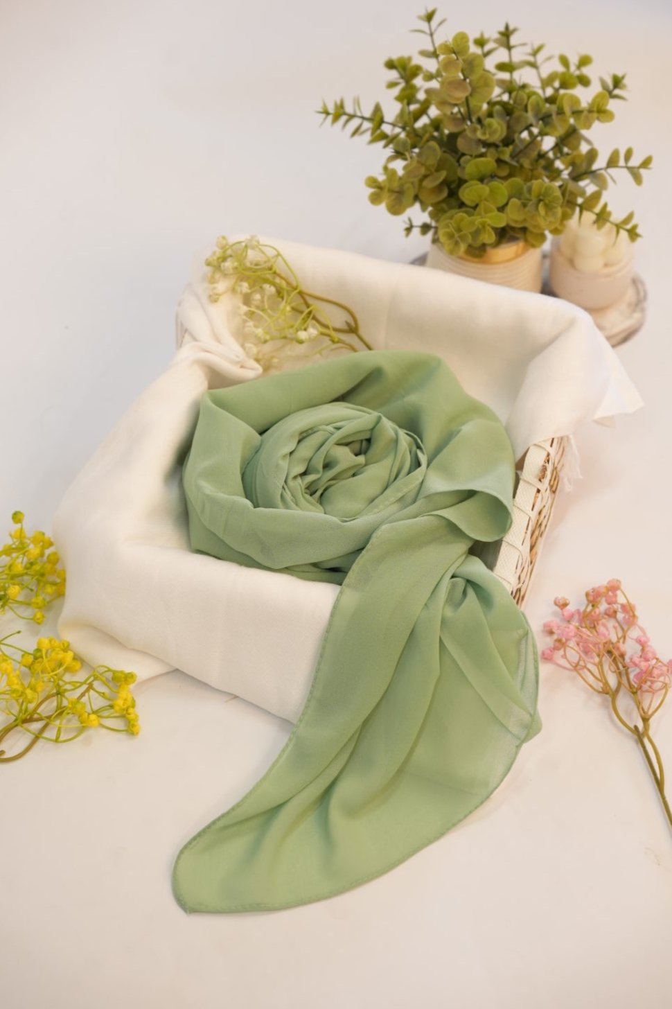 Georgette Hijab  Pista Green