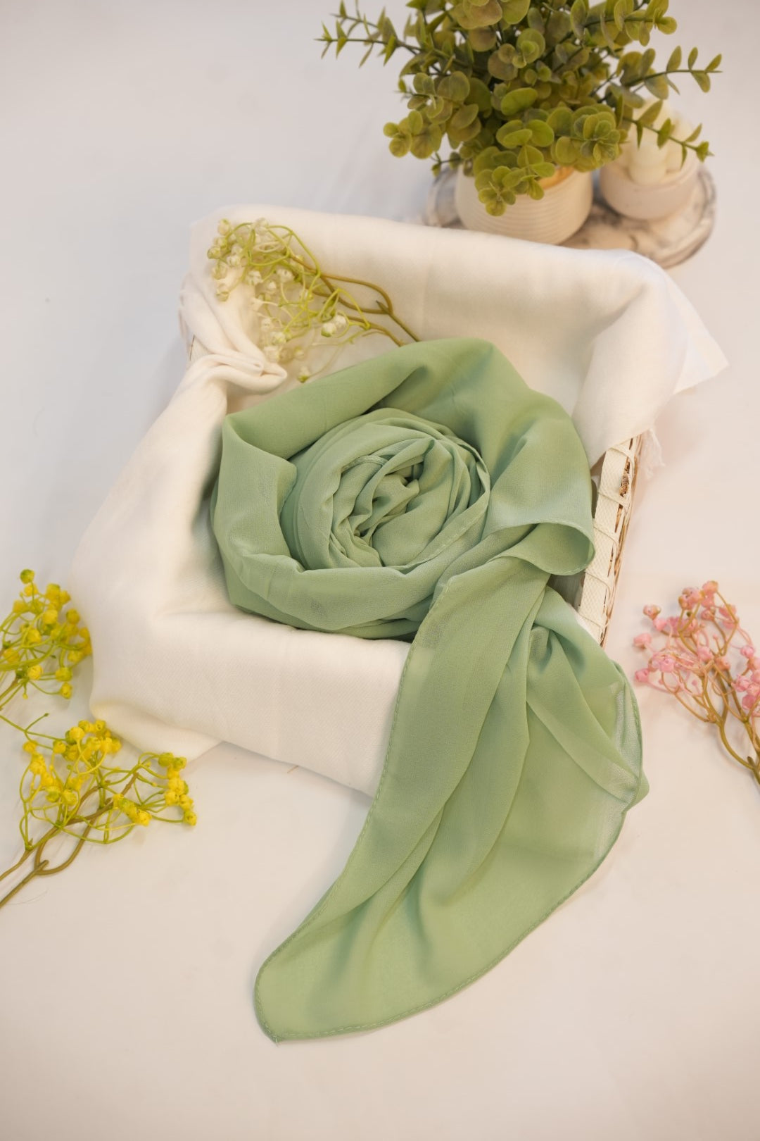 Georgette Hijab  Pista Green