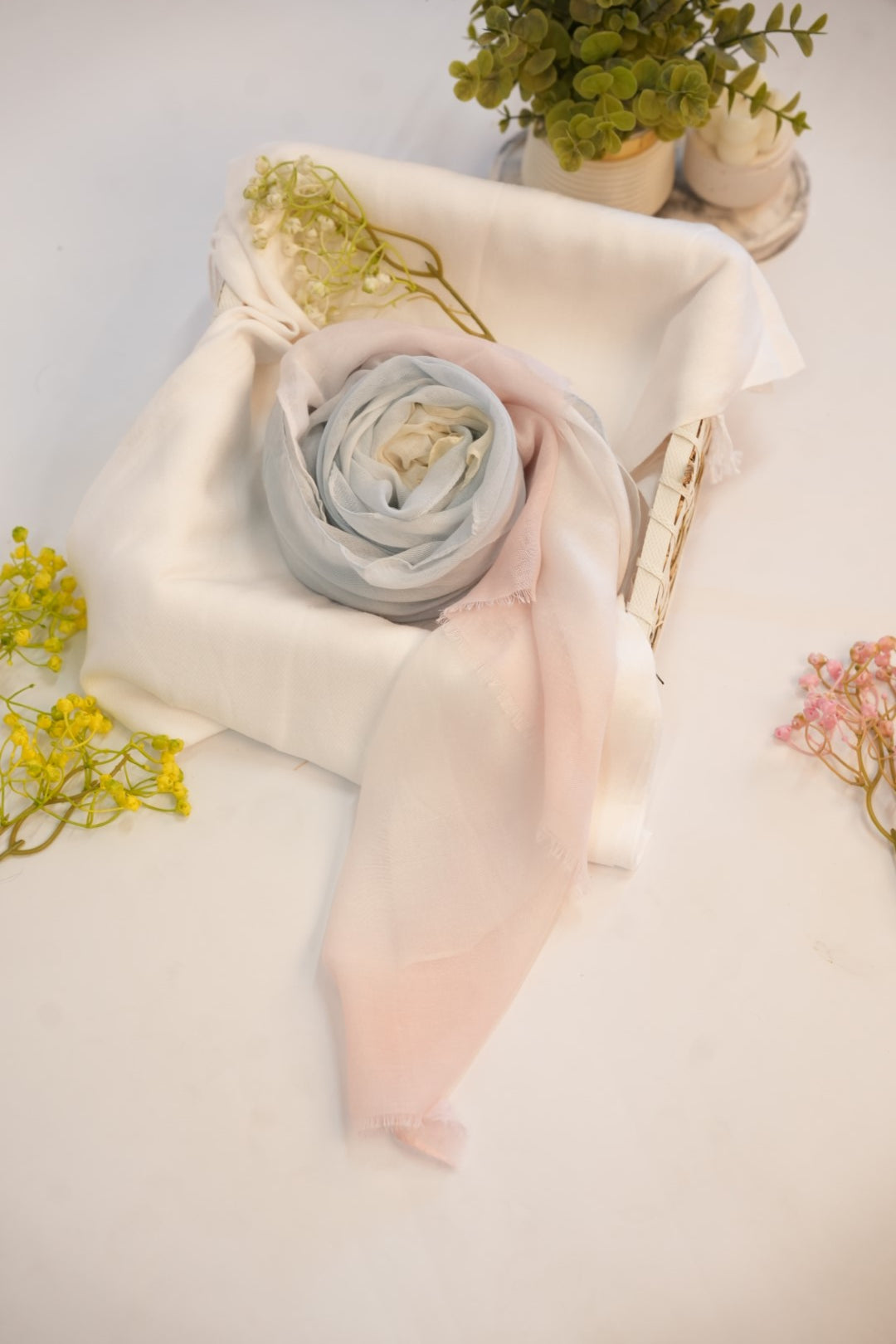 Viscose Tie-Dye Hijab Shades of Beige and a Tinge of Green