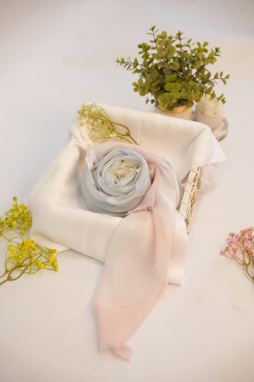 Viscose Tie-Dye Hijab Shades of Beige and a Tinge of Green