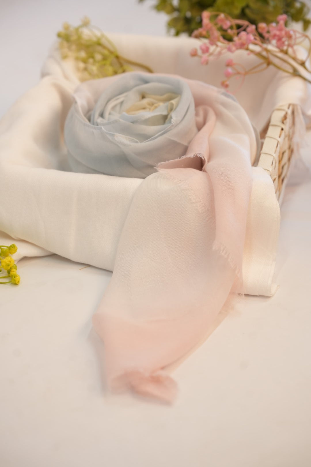 Viscose Tie-Dye Hijab Shades of Beige and a Tinge of Green