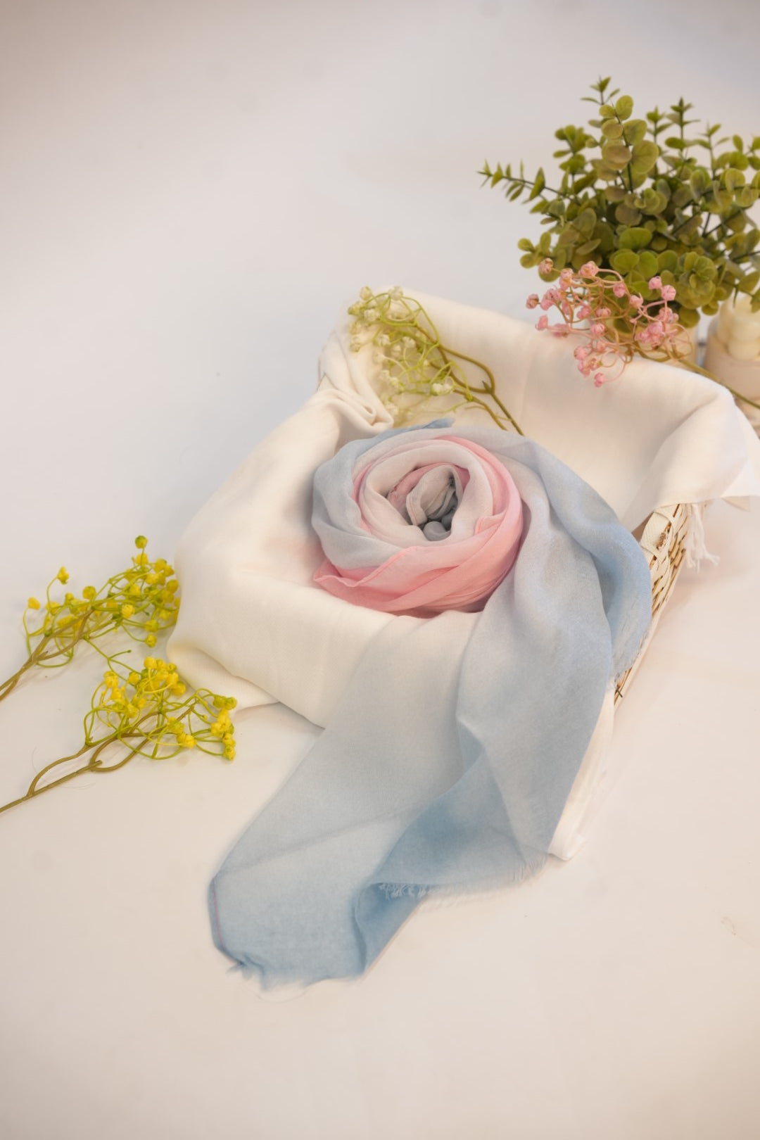 Viscose Tie-Dye Hijab Pink & Light Blue Gradient