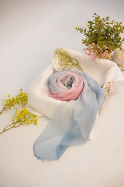 Viscose Tie-Dye Hijab Pink & Light Blue Gradient