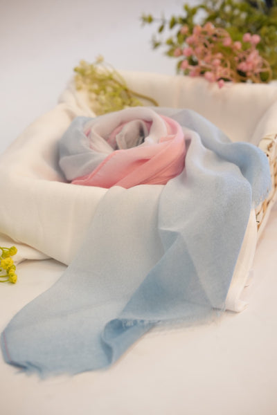 Viscose Tie-Dye Hijab Pink & Light Blue Gradient