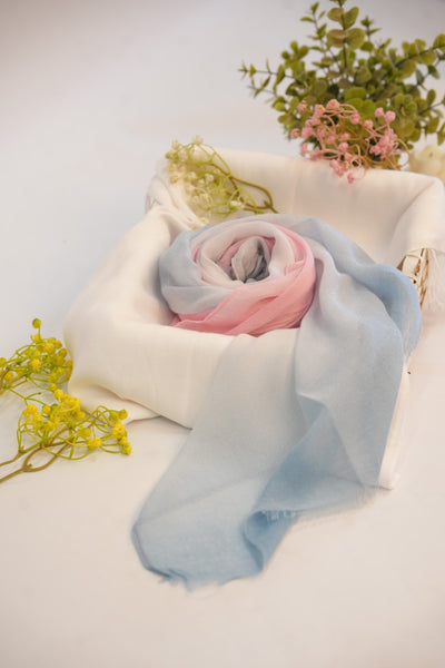 Viscose Tie-Dye Hijab Pink & Light Blue Gradient