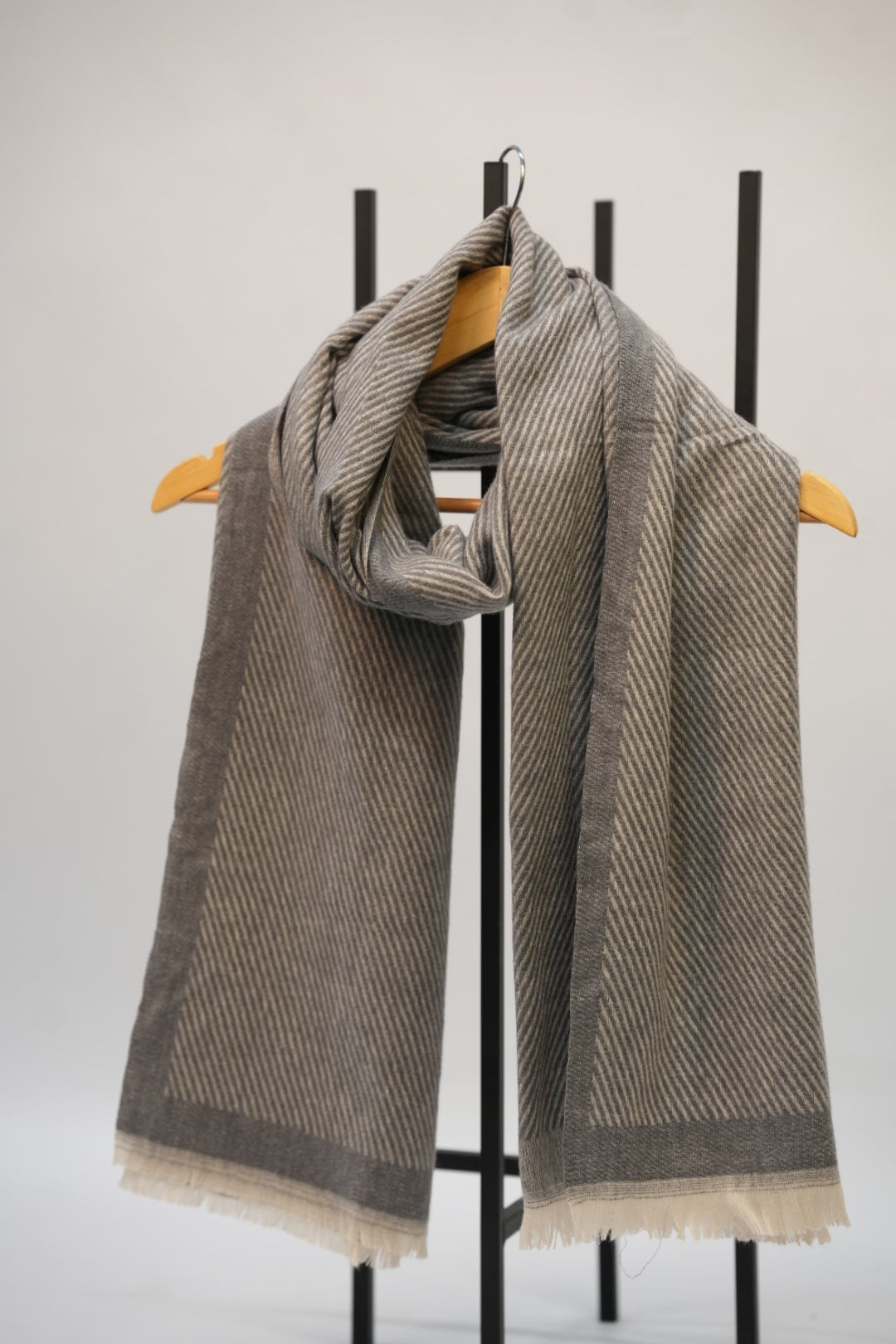 Woolen Diagonal Stripes - Grey