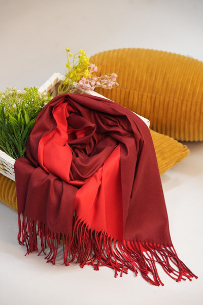 Woolen Two-Tone Scarf (Maroon & Red)