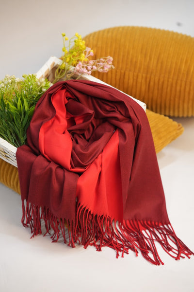 Woolen Two-Tone Scarf (Maroon & Red)