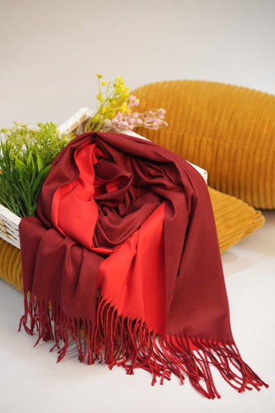 Woolen Two-Tone Scarf (Maroon & Red)