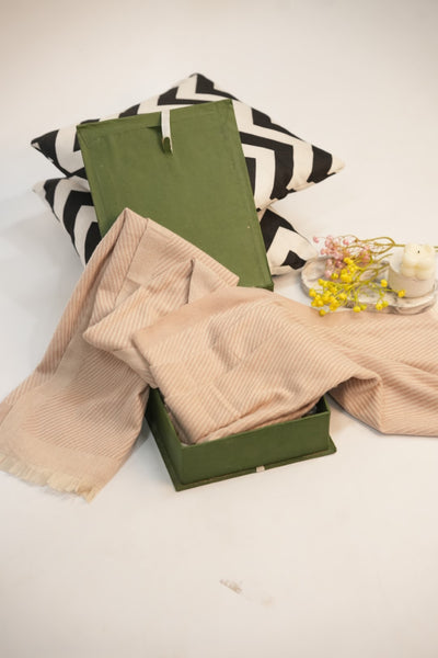 Woolen Diagonal Stripes - Beige