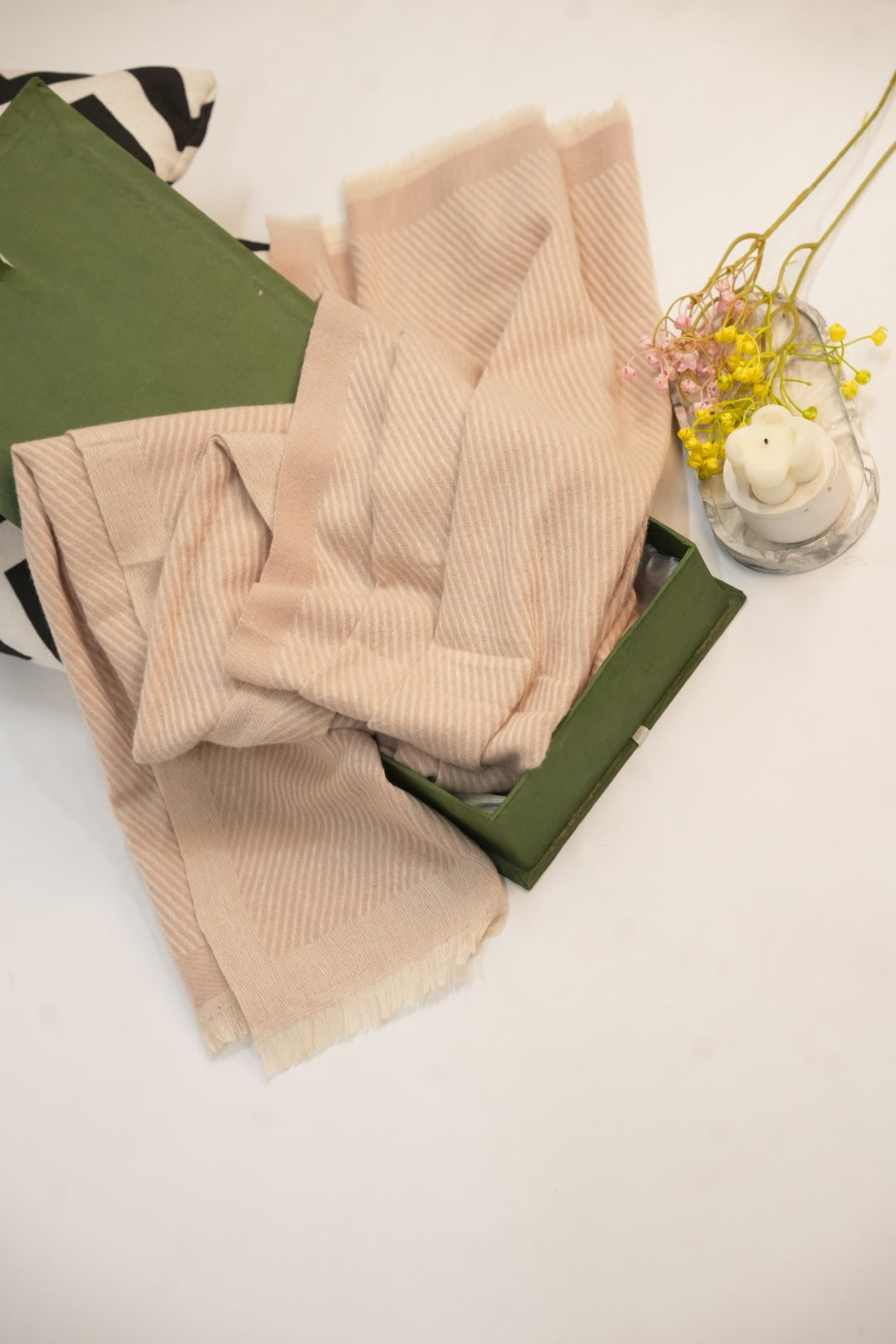 Woolen Diagonal Stripes - Beige