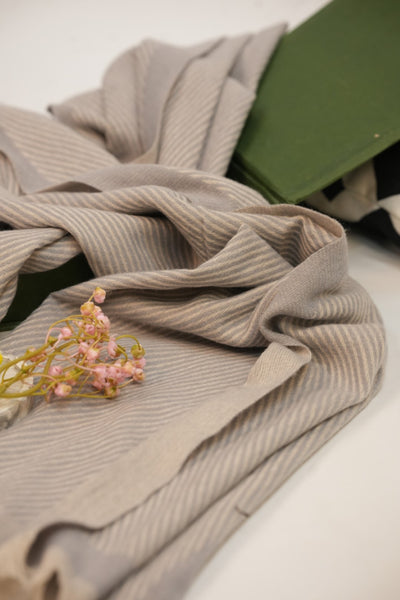 Woolen Diagonal Stripes - Light Grey