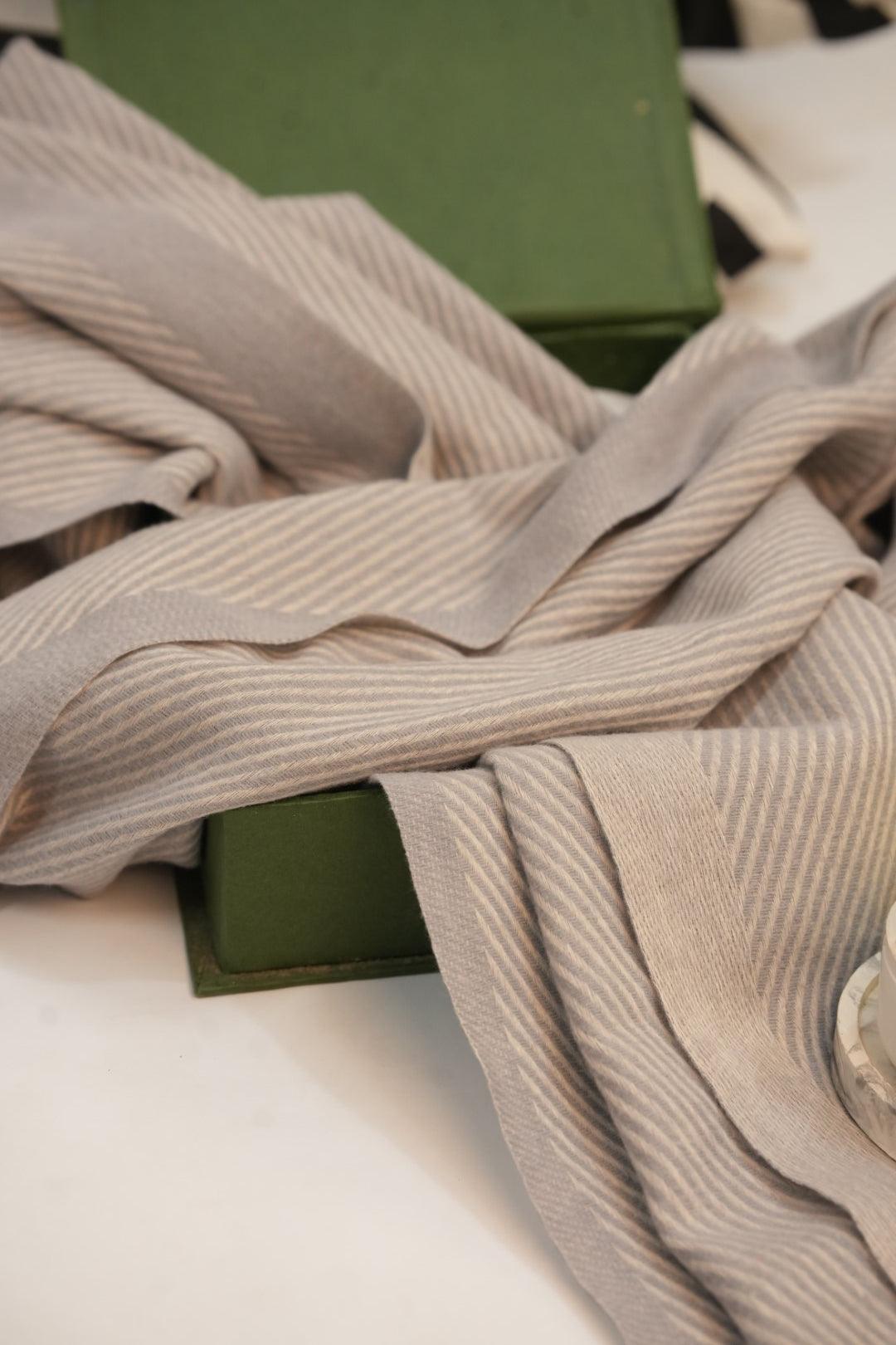 Woolen Diagonal Stripes - Light Grey