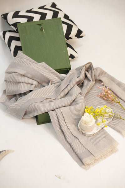 Woolen Diagonal Stripes - Light Grey